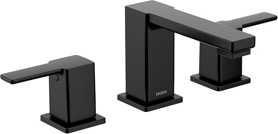 Moen 90 Degree Matte Black Two-Handle Widespread Modern Bathroom Moen 90 Degree Matte Black Two-Handle Widespread Modern Bathroom